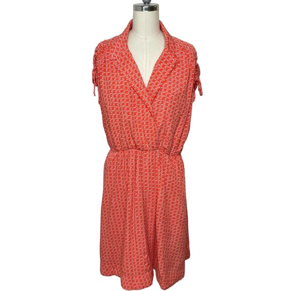 Maeve Anthropologie Carlotta Ruched Shirtdress Pullover Ruched Orange Size Small - Picture 5 of 16